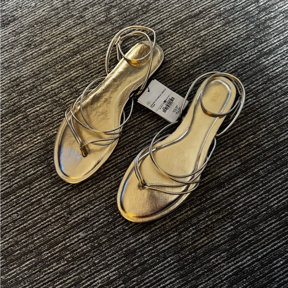 NWT Zara Gold Strappy Sandals Size 39 - Picture 6 of 6